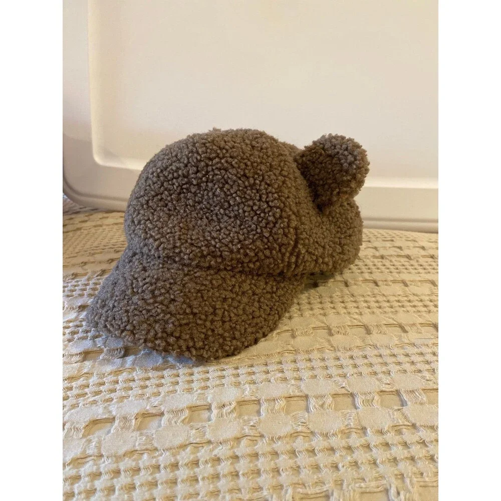 Toddler Fuzzy Bear  Baseball Cap  w/  Cute Ears Adjustable Hat for 6-24‎ Months
